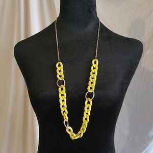 Bright Yellow Chain Necklace with Gold Accents
